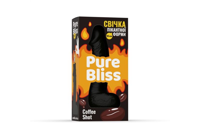 Свічка у формі фалоса Pure Bliss Black Coffee Shot з ароматом кави, 15 см вид 8