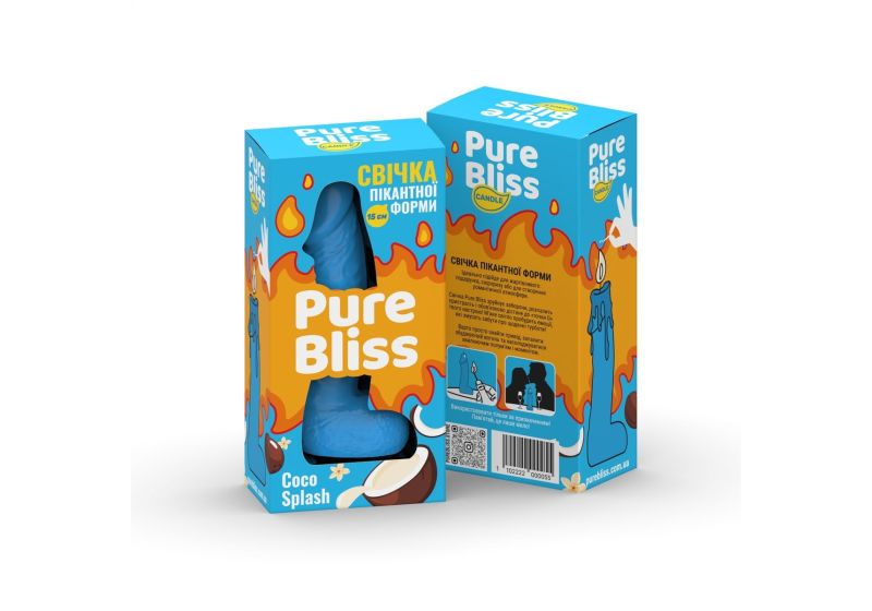 Свічка у формі фалоса Pure Bliss Blue Coco Splash з ароматом кокосового молока, 15 см вид 3