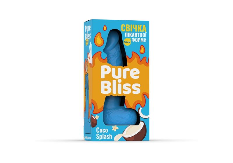 Свічка у формі фалоса Pure Bliss Blue Coco Splash з ароматом кокосового молока, 15 см вид 8