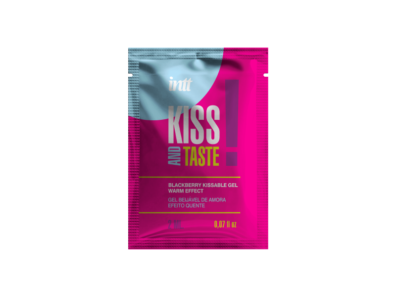 Саше їстівного лубриканта Intt KISS AND TASTE! зі смаком ожини та зігрівальним ефектом, 2 мл вид 2