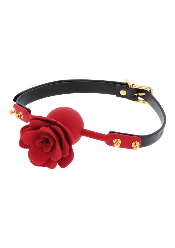 Кляп з декоративною трояндою Taboom Wild Roses Ball Gag чорний-червоний вид 3