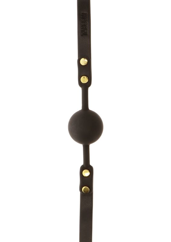 Кляп-кулька з золотою фурнітурою Taboom Ball Gag, чорний вид 7