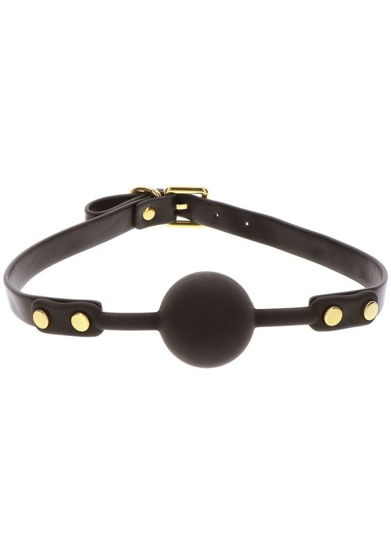 Кляп-кулька з золотою фурнітурою Taboom Ball Gag, чорний вид 5