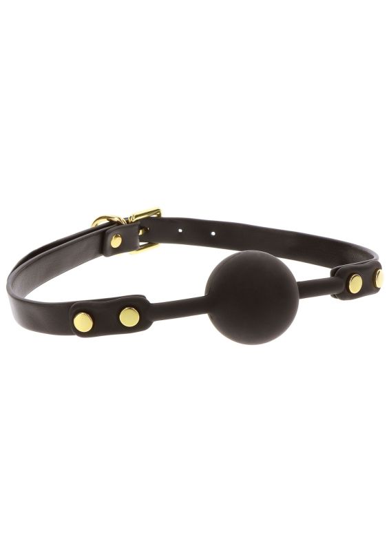 Кляп-кулька з золотою фурнітурою Taboom Ball Gag, чорний вид 6