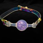 Кляп-шарик прозрачный UNIVIBE с фиолетовым камнем, силиконовый вид 6