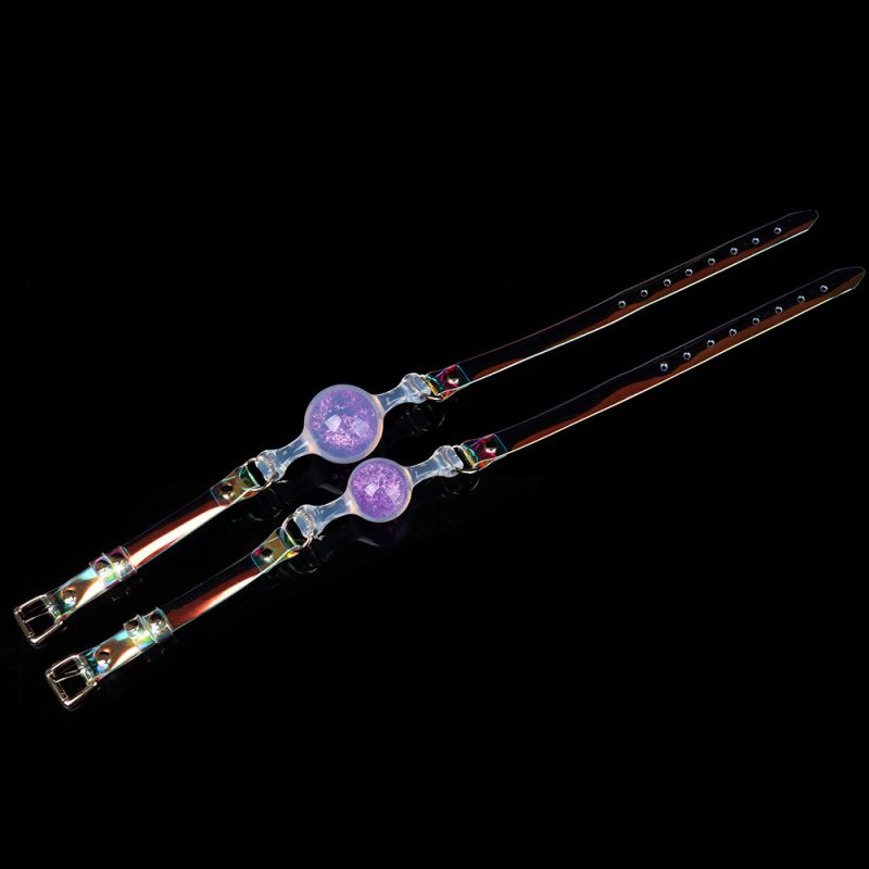 Кляп-шарик прозрачный UNIVIBE с фиолетовым камнем, силиконовый вид 10