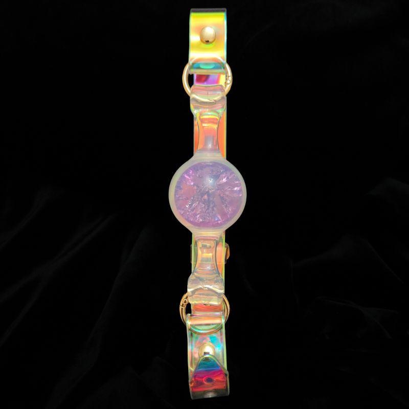 Кляп-шарик прозрачный UNIVIBE с фиолетовым камнем, силиконовый вид 8