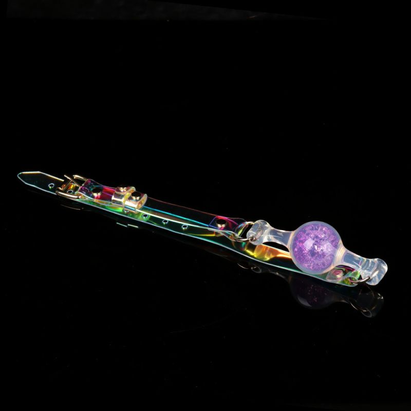 Кляп-шарик прозрачный UNIVIBE с фиолетовым камнем, силиконовый вид 9