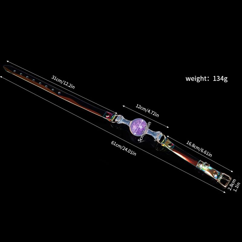Кляп-шарик прозрачный UNIVIBE с фиолетовым камнем, силиконовый вид 12