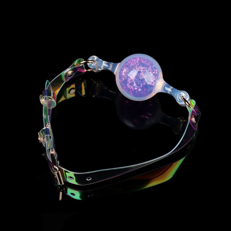 Кляп-шарик прозрачный UNIVIBE с фиолетовым камнем, силиконовый вид 5