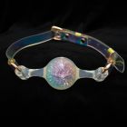 Кляп-шарик прозрачный UNIVIBE с разноцветным камнем, силиконовый вид 6