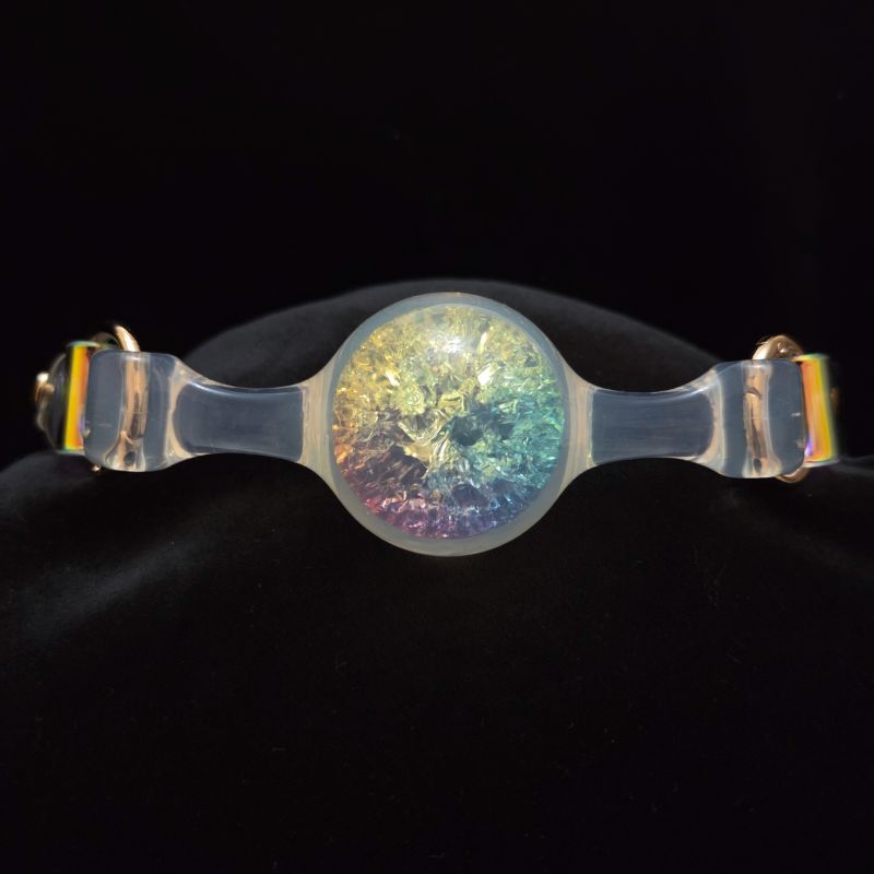 Кляп-шарик прозрачный UNIVIBE с разноцветным камнем, силиконовый вид 7