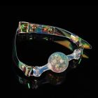 Кляп-шарик прозрачный UNIVIBE с разноцветным камнем, силиконовый вид 2