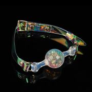 Кляп-шарик прозрачный UNIVIBE с разноцветным камнем, силиконовый