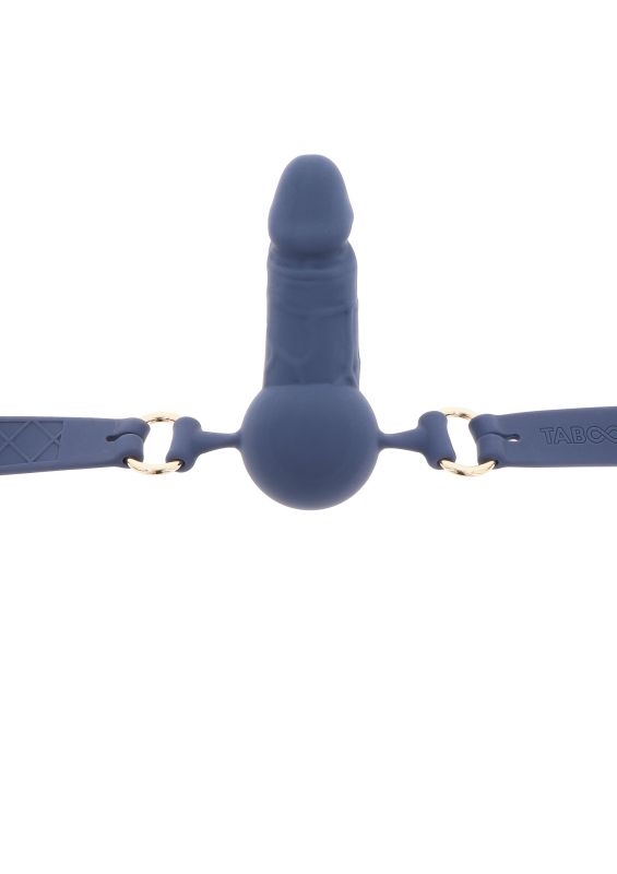 Кляп-шарик в виде пениса Taboom Silicone Supreme, синий вид 4