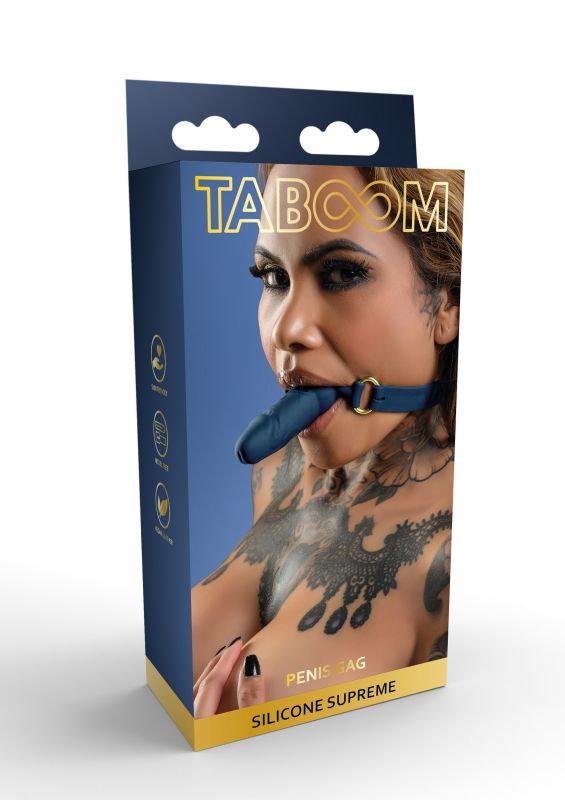Кляп-шарик в виде пениса Taboom Silicone Supreme, синий вид 2