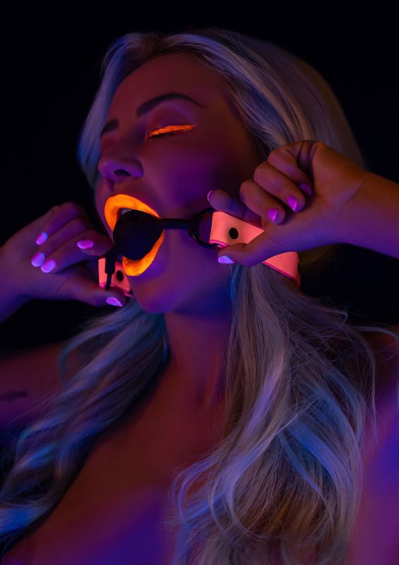 Кляп, що світиться в темряві Taboom Ball Gag, рожево-чорний вид 4