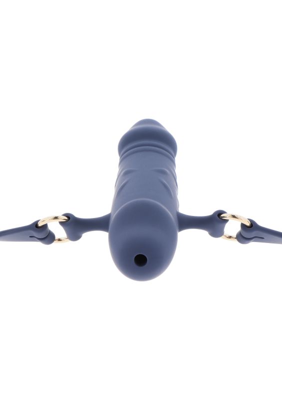 Кляп в виде пениса Taboom Silicone Supreme, синий вид 8