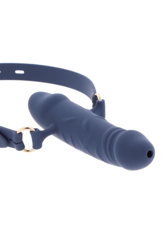 Кляп у вигляді пеніса Taboom Silicone Supreme, синій вид 5