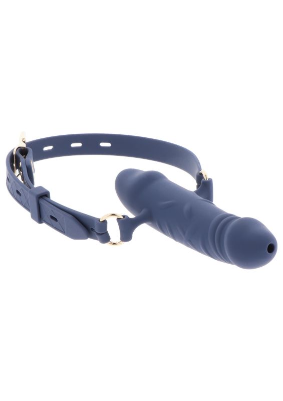 Кляп у вигляді пеніса Taboom Silicone Supreme, синій вид 6