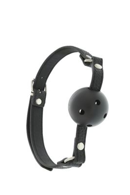 Кляп пластиковий з отворами Dream Toys BLAZE і ремінцем зі шкірозамінника, чорний