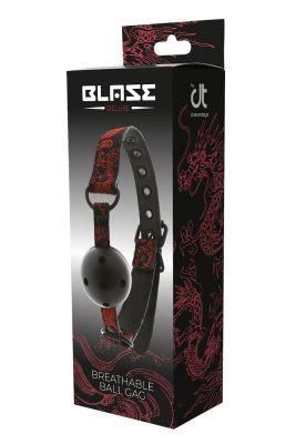 Кляп черный Dream Toys Blaze Deluxe с красным узором в виде вышивки