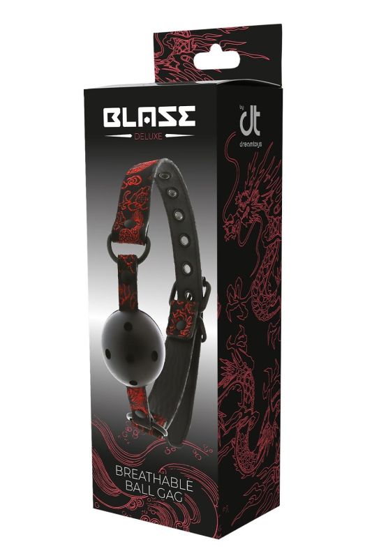 Кляп чорний Dream Toys Blaze Deluxe з червоним візерунком у вигляді вишивки вид 2
