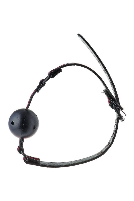 Кляп черный Dream Toys Blaze Deluxe с красным узором в виде вышивки вид 8