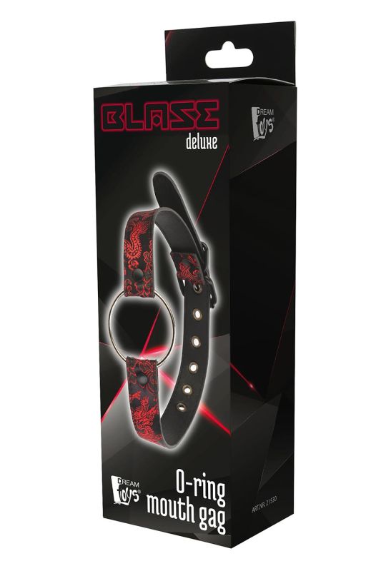 Кляп-кольцо Dream Toys Blaze Deluxe с тиснением, черный-красный вид 2
