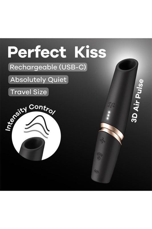 Кліторальний безконтактний масажер Satisfyer Perfect Kiss чорний вид 6