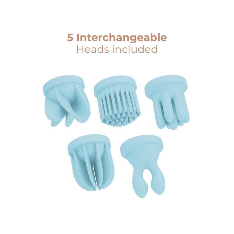 Кліторальний стимулятор з насадками Adrien Lastic Caress та ротацією, блакитний вид 5