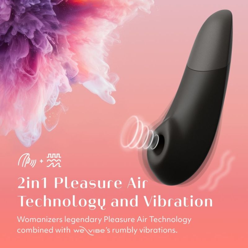 Клиторальный вакуумный стимулятор 2 в 1 Womanizer Enhance с вибрацией, черный вид 10