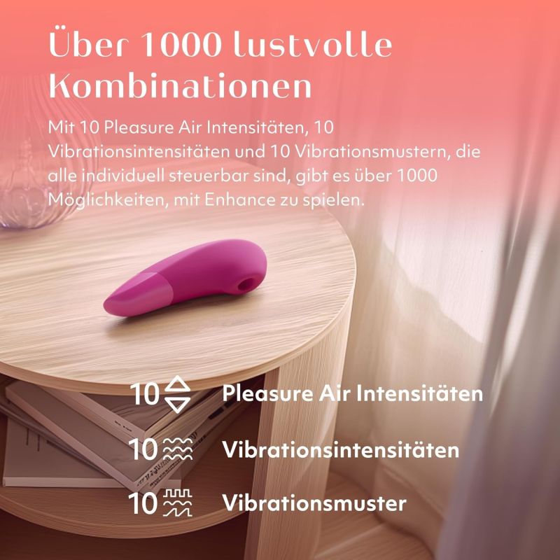 Клиторальный вакуумный стимулятор 2 в 1 Womanizer Enhance с вибрацией, розовый вид 5