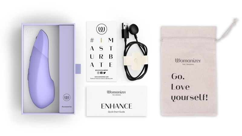 Кліторальний вакуумний стимулятор 2 в 1 Womanizer Enhance з вібрацією, бузковий вид 10