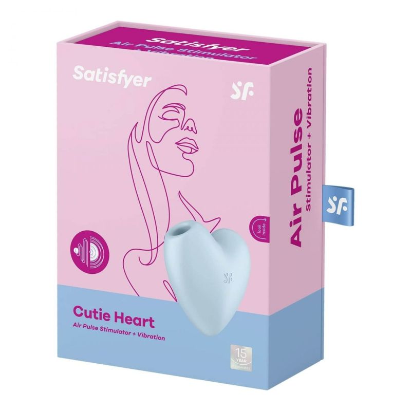 Клиторальный вакуумный вибратор в виде СЕРДЦА Satisfyer Cutie Heart голубой вид 8