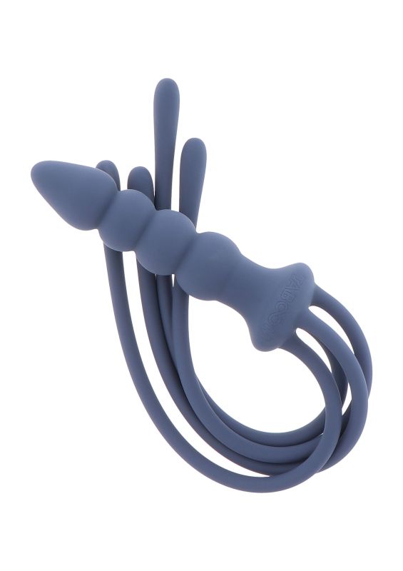 Кнут с держателем в виде анальной пробки Taboom Silicone Supreme, синий вид 7