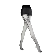 Колготки Ballerina's Secret Black Secret с имитацией чулков и узорами, черные, S/M