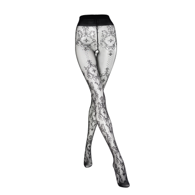 Колготки Ballerina's Secret з візерунками та відкритим доступом, чорні, L/XL