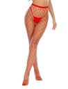 Колготи у велику сітку Star Night зі стразами, червоний, XS-M