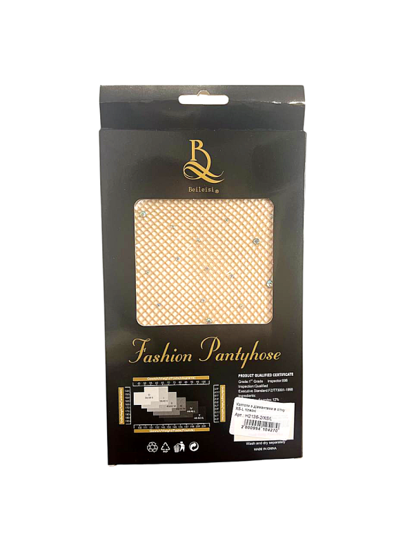 Колготки в сеточку со стразами Star Night телесного цвета XS-L вид 4