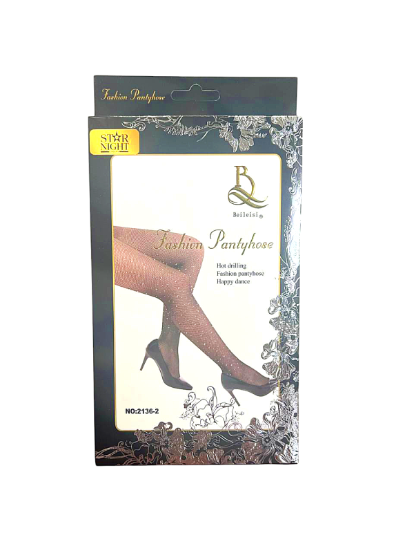 Колготки в сеточку со стразами Star Night телесного цвета XS-L вид 3