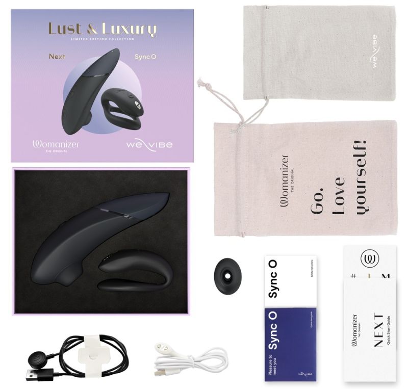 Коллекционный набор Womanizer Next + We-Vibe Sync O вакуумный стимулятор та вибратор для пар, чорный вид 9