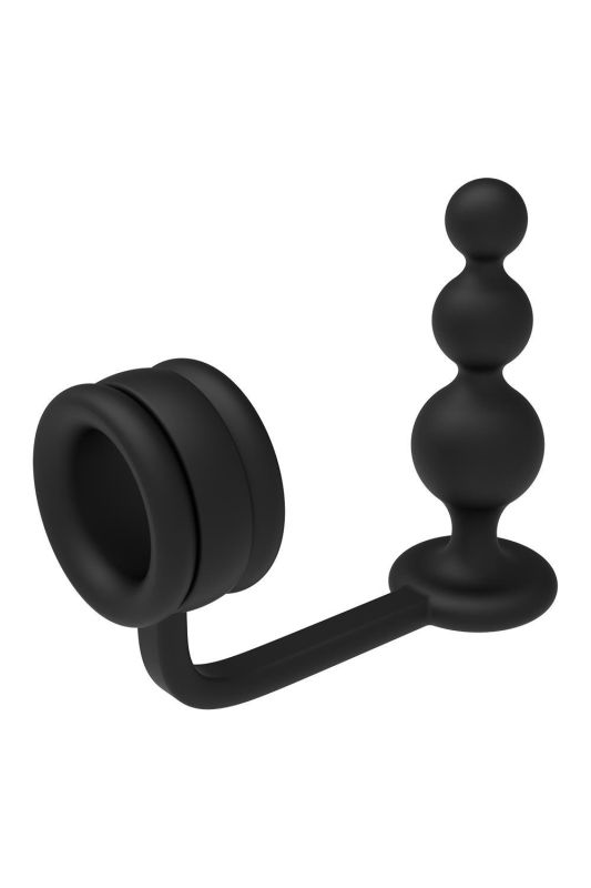 Кольцо для пениса Dream Toys Ramrod с анальной пробкой в ​​форме шара, черное вид 7