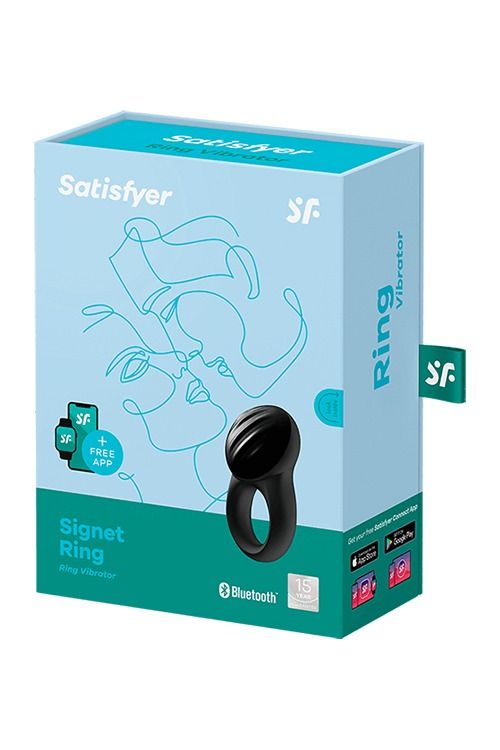 Кільце ерекційне Satisfyer SIGNET RING із підключенням до додатку, чорне вид 5