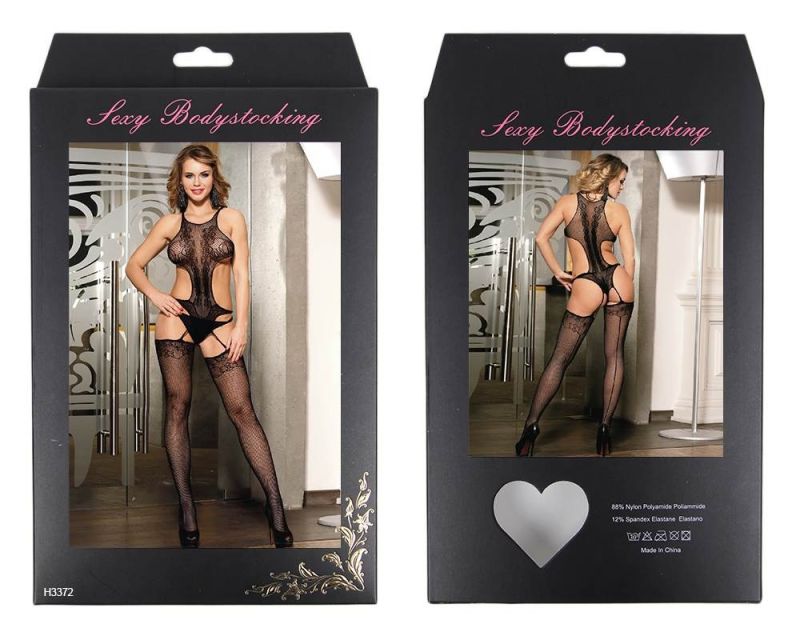 Комбинезон ажурный Star Night с цветочным узором, черный вид 7