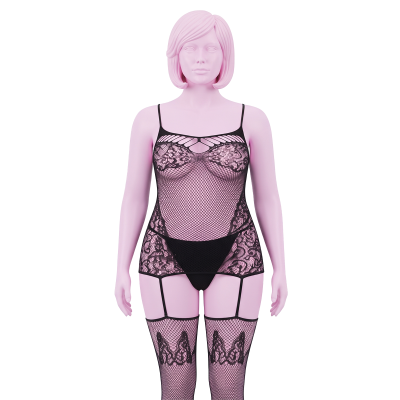 Комбінезон TO THE NINES BODYSTOCKING BLACK PLUS SIZE
