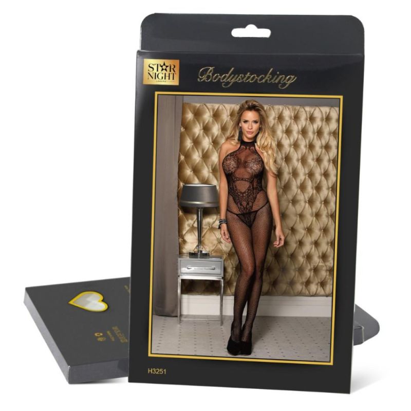 Бодістокінг у сіточку з відкритою спиною Star Night чорний XS-M вид 6