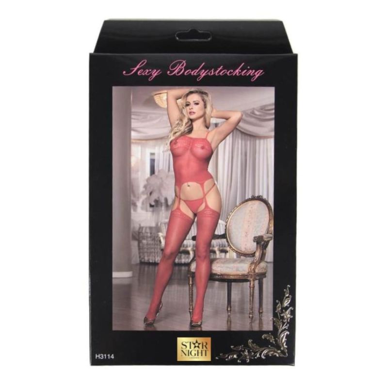 Бодістокінг у сіточку з імітацією панчох Star Night чорний XS-M вид 6