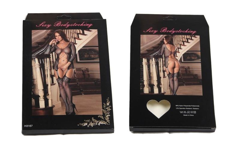 Бодистокинг с имитацией чулок, ажурными вставками и декоративной шнуровкой Star Night черный, XS-M вид 6