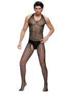 Комбінезон чоловічий чорний з малюнком у смужку Star Night та відкритим доступом та спиною, One Size